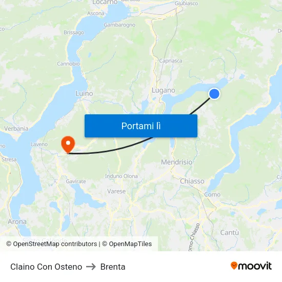 Claino Con Osteno to Brenta map