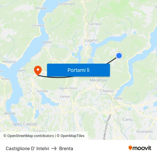 Castiglione D' Intelvi to Brenta map