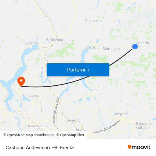 Castione Andevenno to Brenta map