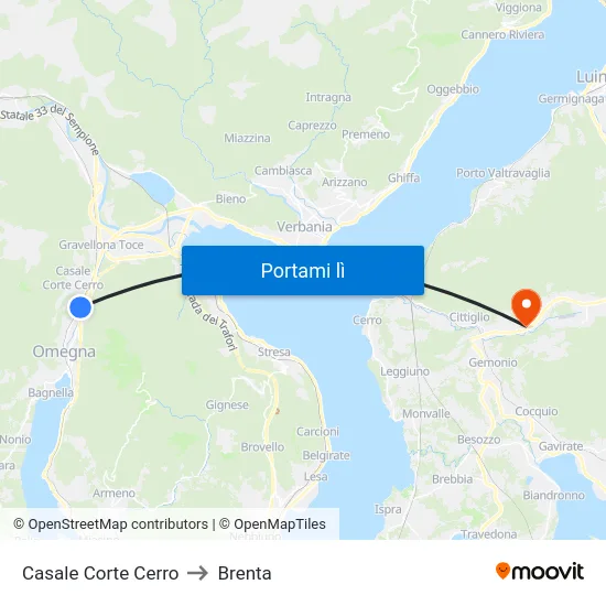 Casale Corte Cerro to Brenta map