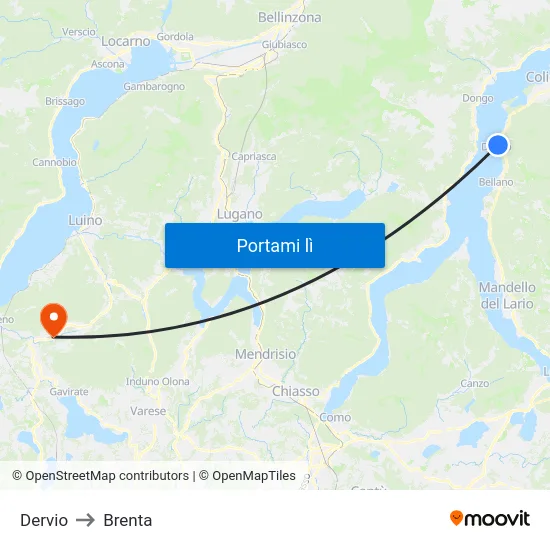 Dervio to Brenta map