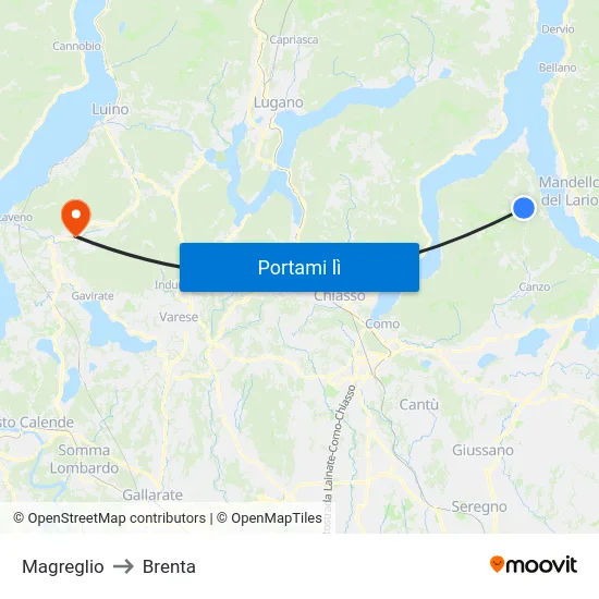 Magreglio to Brenta map