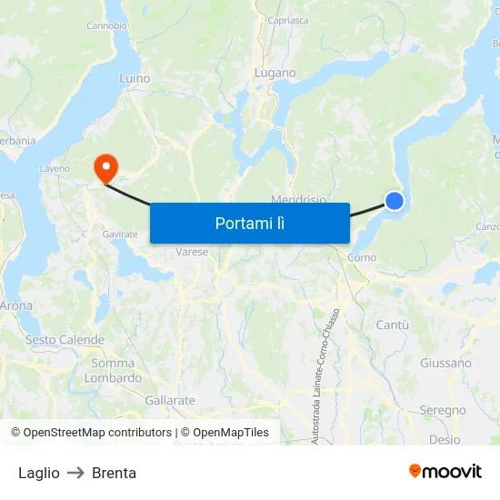 Laglio to Brenta map