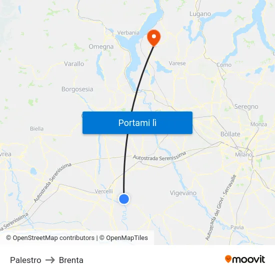 Palestro to Brenta map