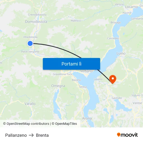 Pallanzeno to Brenta map