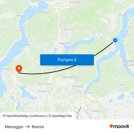 Menaggio to Brenta map