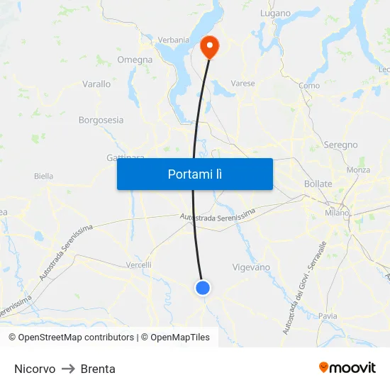 Nicorvo to Brenta map