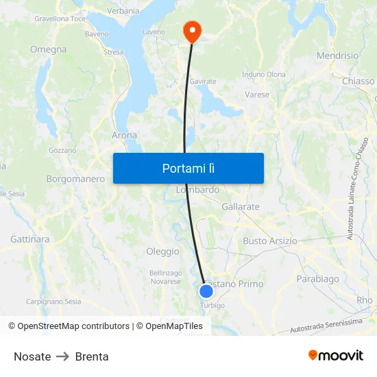 Nosate to Brenta map