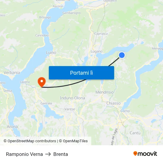 Ramponio Verna to Brenta map