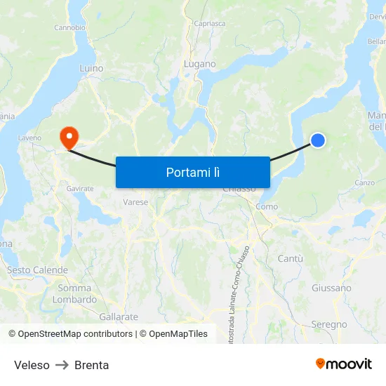 Veleso to Brenta map