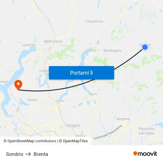 Sondrio to Brenta map