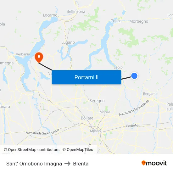 Sant' Omobono Imagna to Brenta map