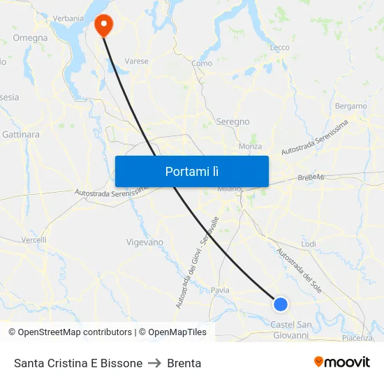 Santa Cristina E Bissone to Brenta map