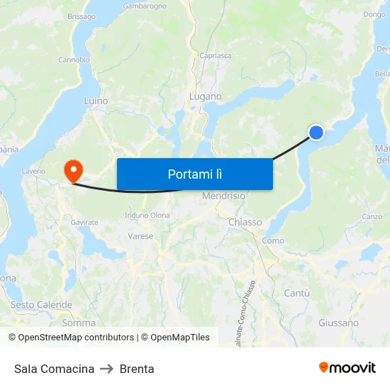 Sala Comacina to Brenta map