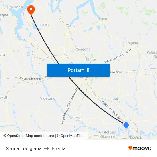 Senna Lodigiana to Brenta map