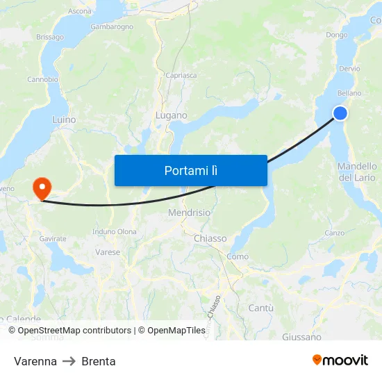 Varenna to Brenta map