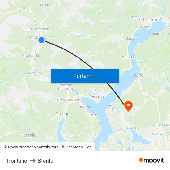 Trontano to Brenta map