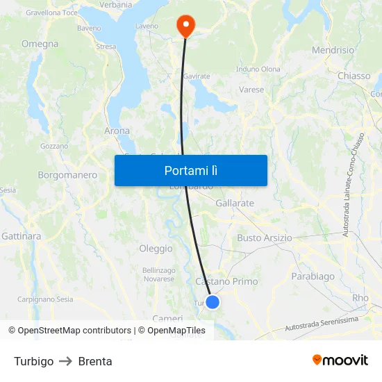 Turbigo to Brenta map