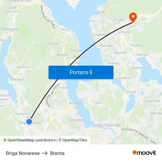 Briga Novarese to Brenta map