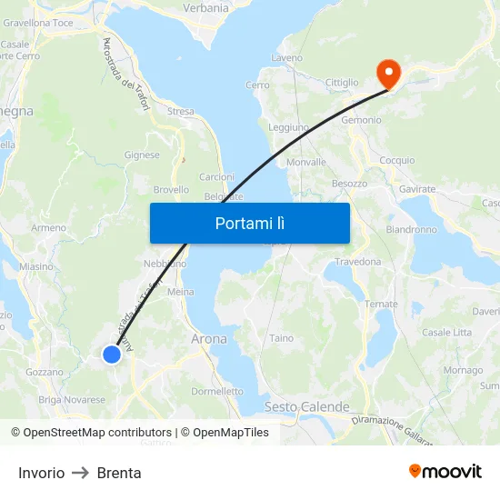 Invorio to Brenta map