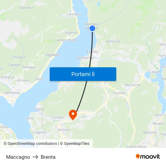Maccagno to Brenta map