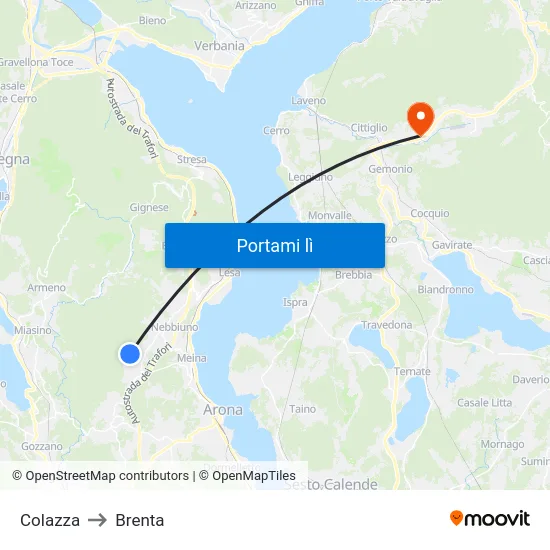 Colazza to Brenta map