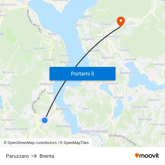 Paruzzaro to Brenta map