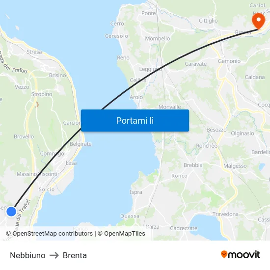 Nebbiuno to Brenta map