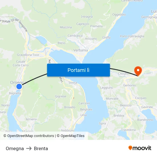Omegna to Brenta map