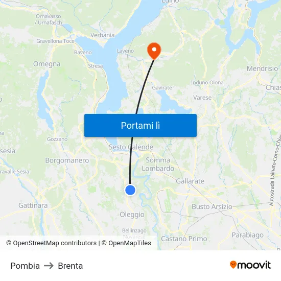 Pombia to Brenta map