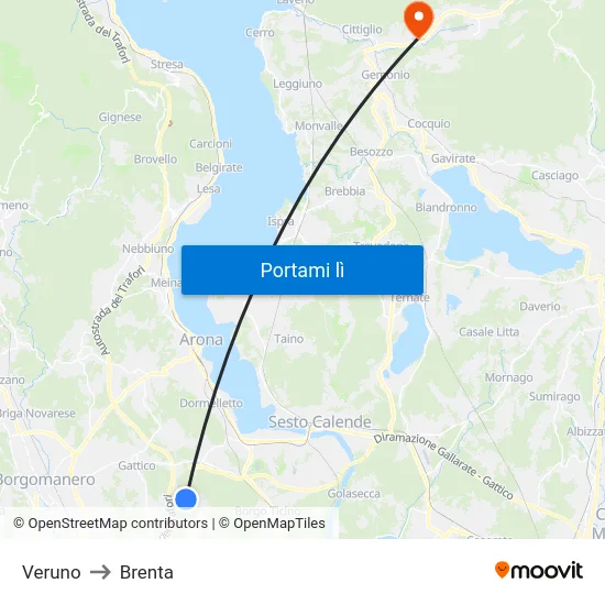 Veruno to Brenta map