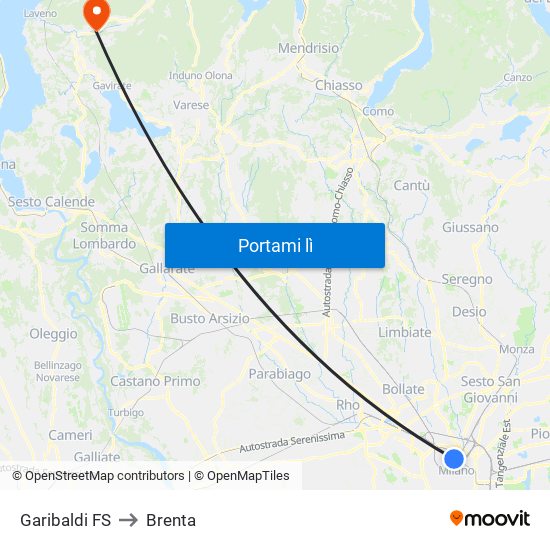 Garibaldi FS to Brenta map