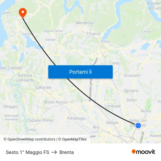 Sesto 1° Maggio FS to Brenta map