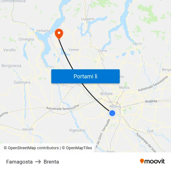 Famagosta to Brenta map