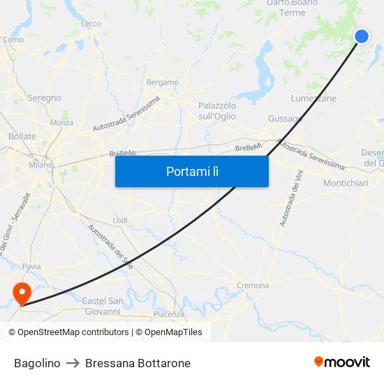 Bagolino to Bressana Bottarone map
