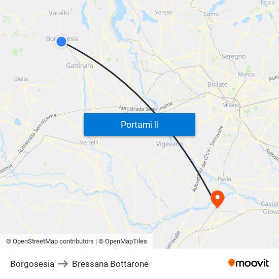 Borgosesia to Bressana Bottarone map