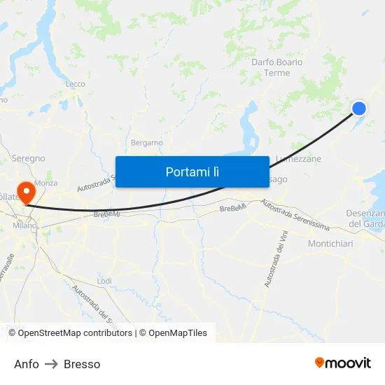 Anfo to Bresso map