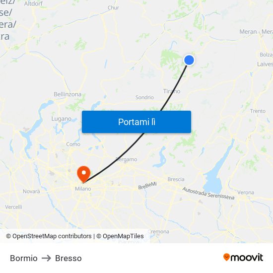 Bormio to Bresso map