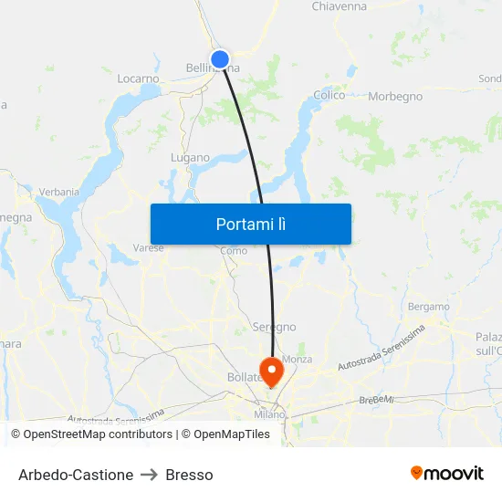 Arbedo-Castione to Bresso map