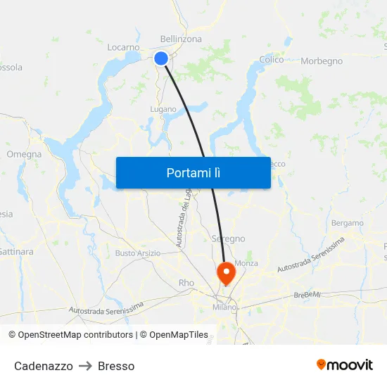 Cadenazzo to Bresso map