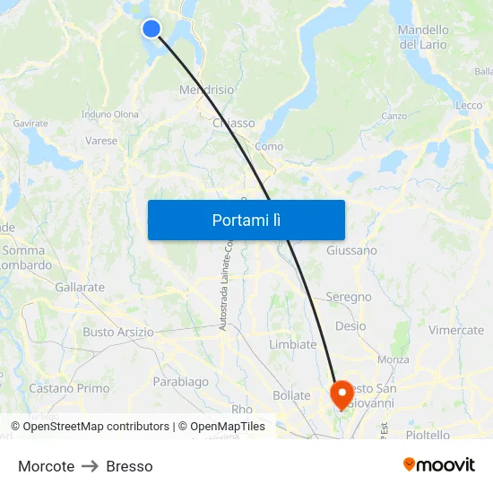 Morcote to Bresso map