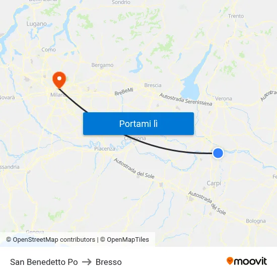 San Benedetto Po to Bresso map