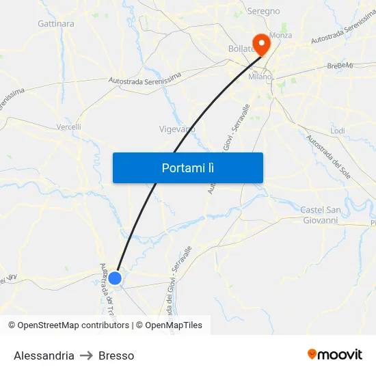 Alessandria to Bresso map
