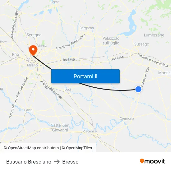Bassano Bresciano to Bresso map