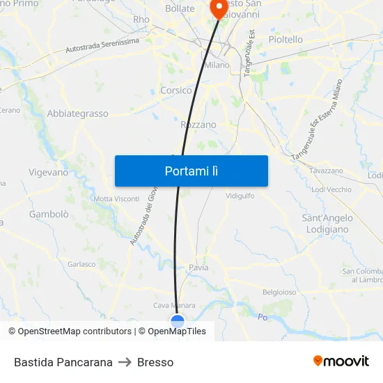 Bastida Pancarana to Bresso map
