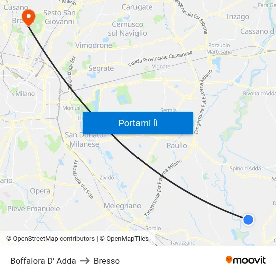 Boffalora D' Adda to Bresso map