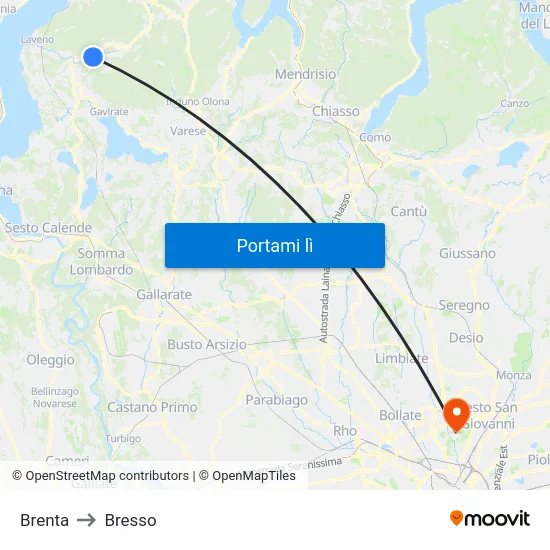 Brenta to Bresso map