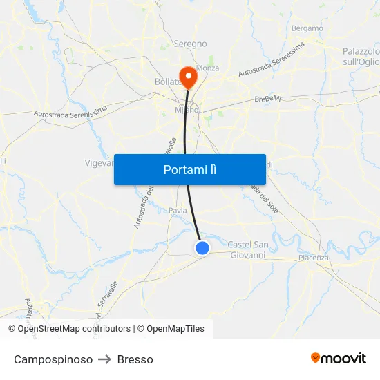 Campospinoso to Bresso map