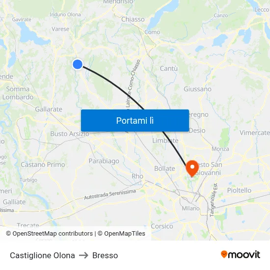 Castiglione Olona to Bresso map