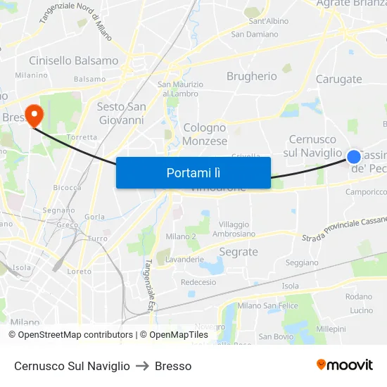 Cernusco Sul Naviglio to Bresso map